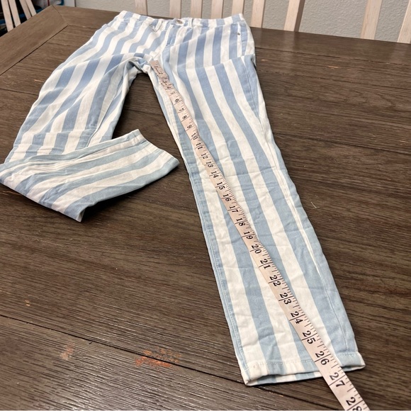 Good American Good Legs Baby Blue and White Stripped Cropped Denim - Picture 6 of 9